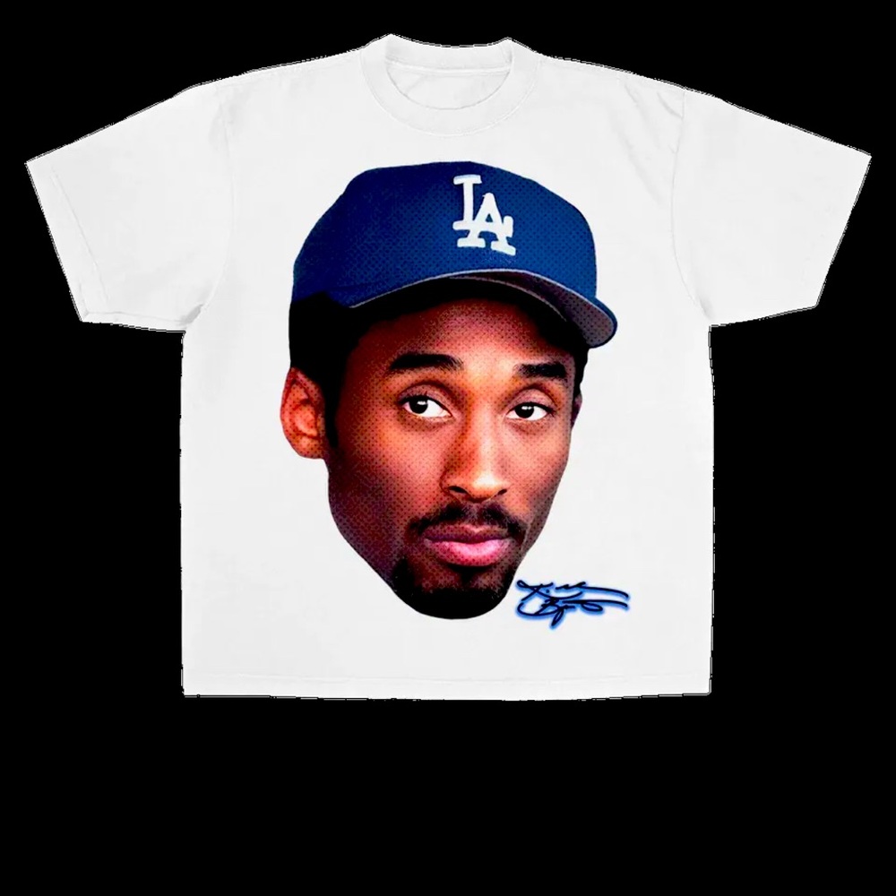 Kobe Bryant LA Dodgers Baseball Basketball Big Head T Shirt White